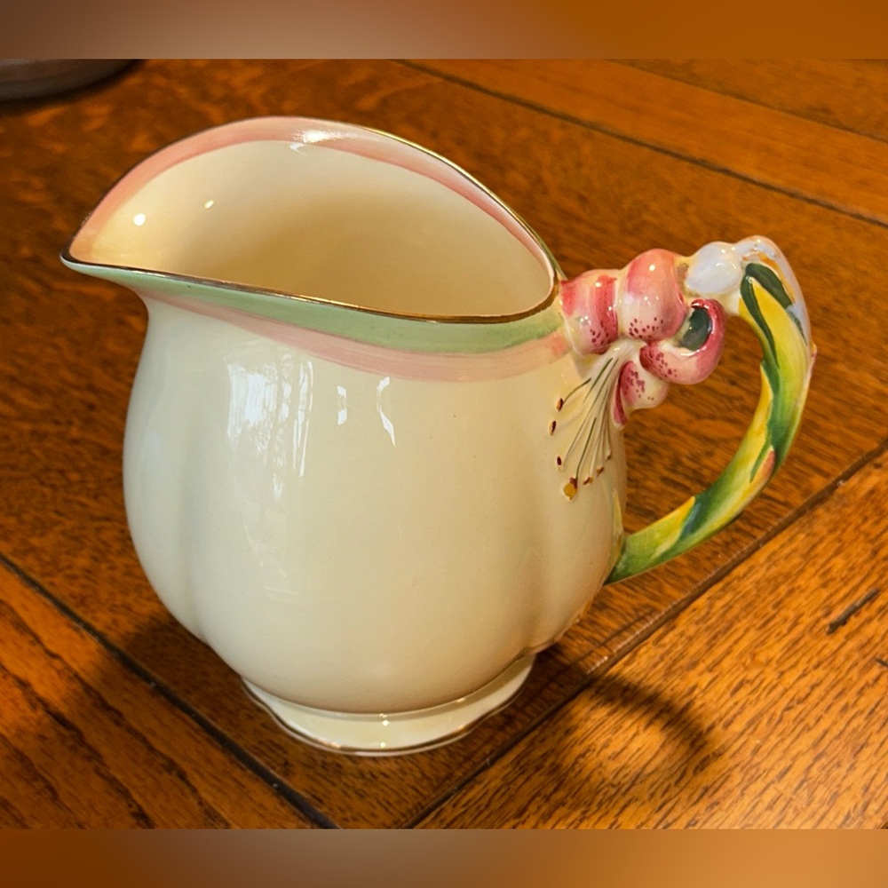 Antique Cream Milk Pitcher Royal Winton England Tiger Lily Molded Fine China